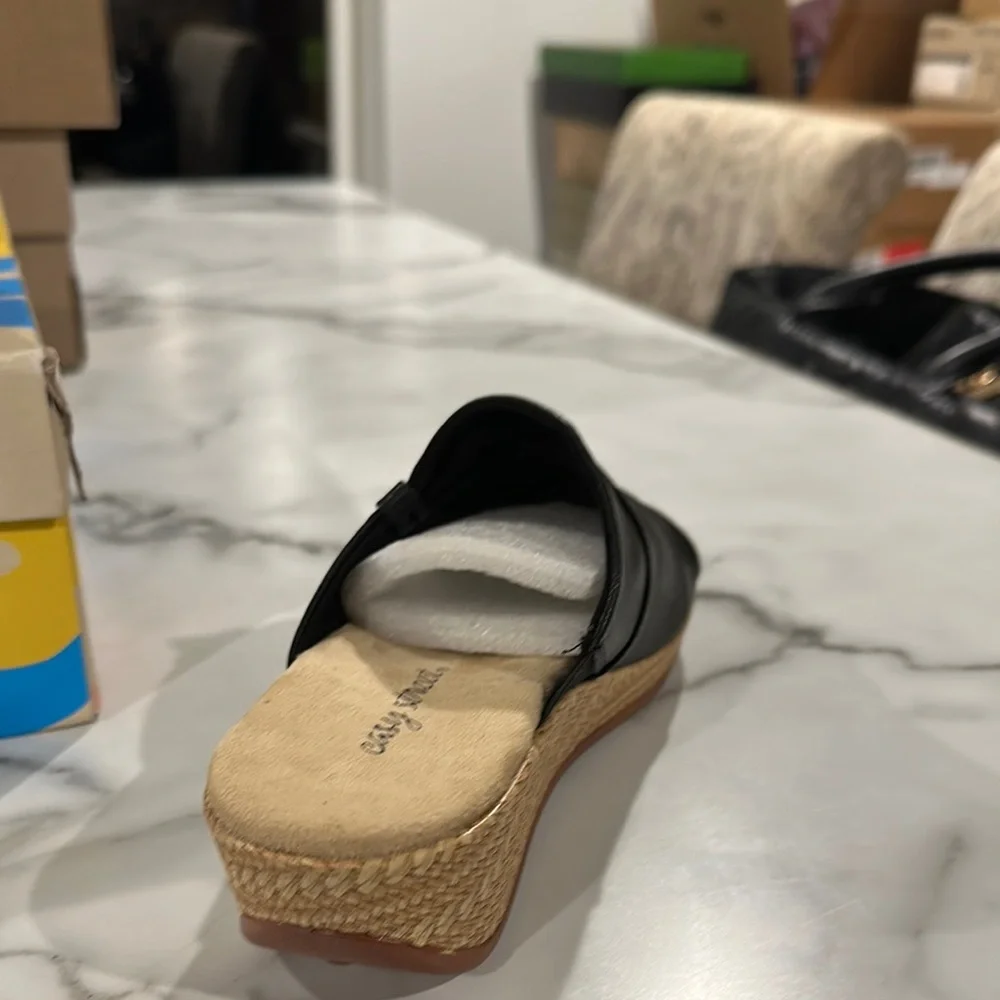 Black Bertina Wedge Sandals - Picture 3 of 6